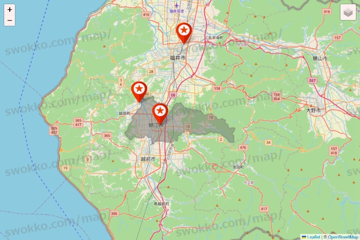 福井県のキャンドゥ（Can★Do）の店舗地図