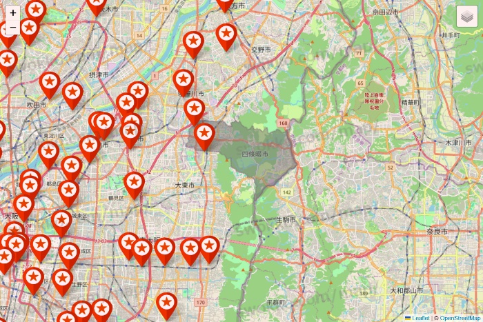 大阪府のキャンドゥ（Can★Do）の店舗地図