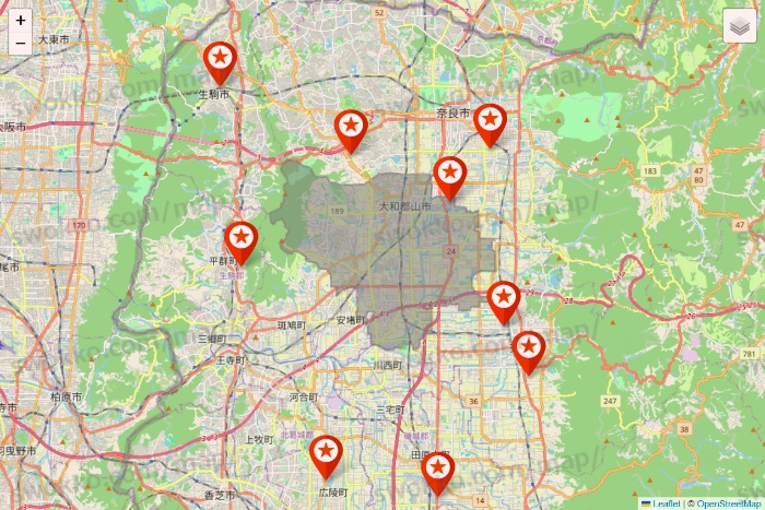 奈良県のキャンドゥ（Can★Do）の店舗地図