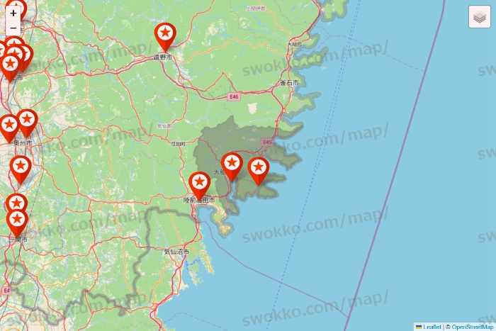 岩手県のキャンドゥ（Can★Do）の店舗地図