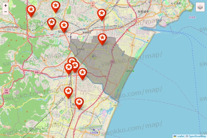 宮城県のキャンドゥ（Can★Do）の店舗地図