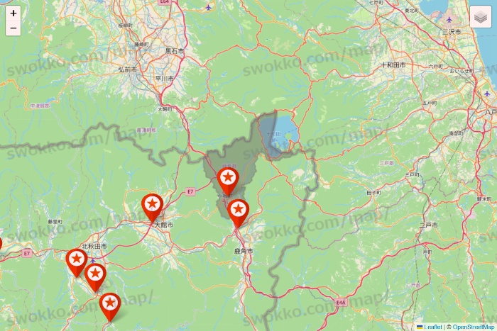 秋田県のキャンドゥ（Can★Do）の店舗地図