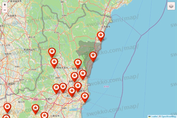 茨城県のキャンドゥ（Can★Do）の店舗地図