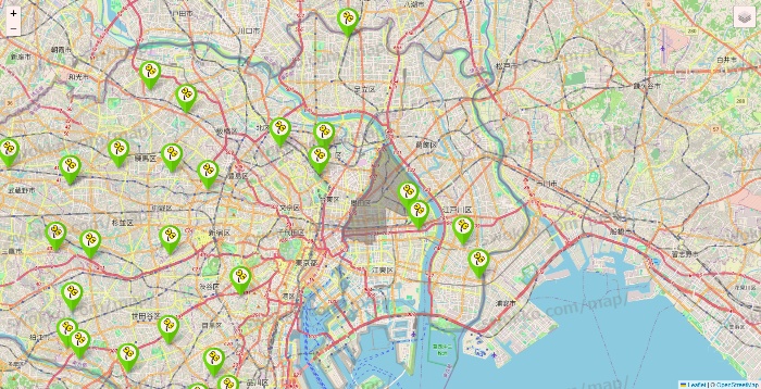 東京都のケア21の施設地図