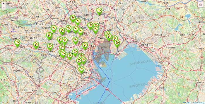 東京都のケア21の施設地図