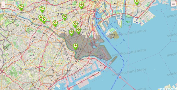 東京都のケア21の施設地図