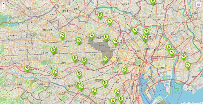 東京都のケア21の施設地図
