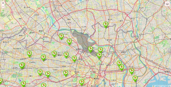 東京都のケア21の施設地図