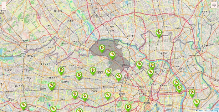 東京都のケア21の施設地図