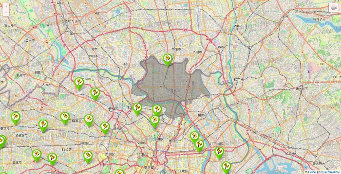 東京都のケア21の施設地図