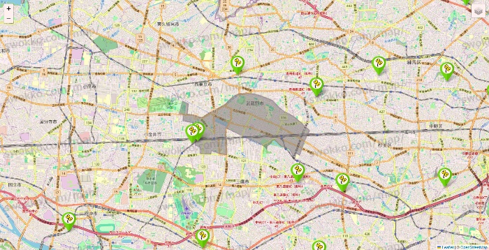 東京都のケア21の施設地図