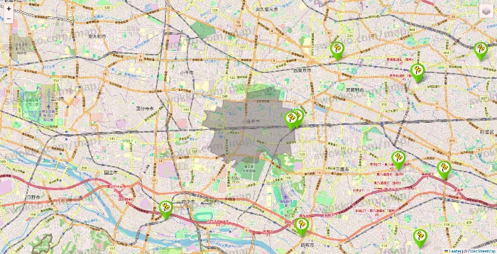 東京都のケア21の施設地図