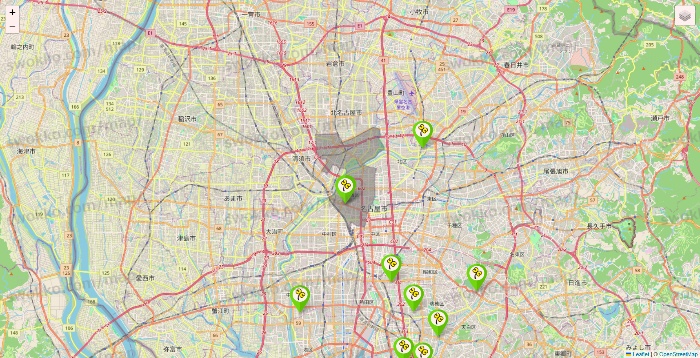 愛知県のケア21の施設地図