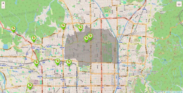 京都府のケア21の施設地図