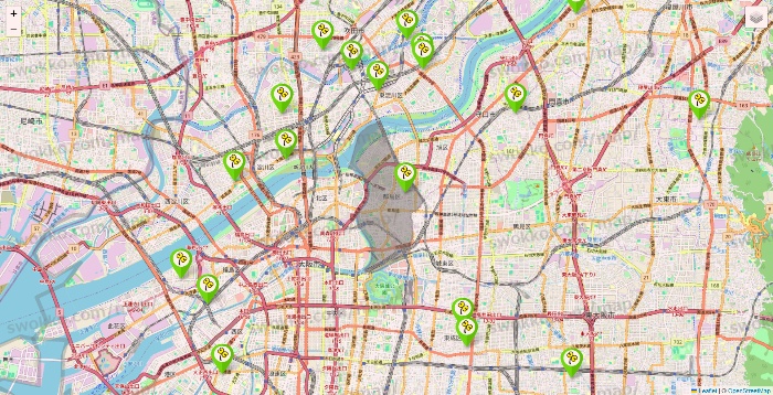 大阪府のケア21の施設地図