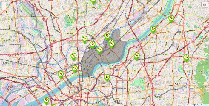 大阪府のケア21の施設地図
