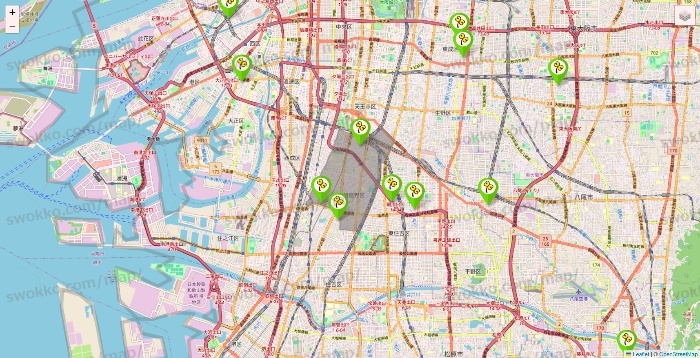 大阪府のケア21の施設地図