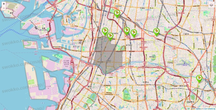大阪府のケア21の施設地図