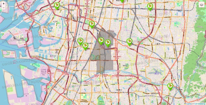 大阪府のケア21の施設地図
