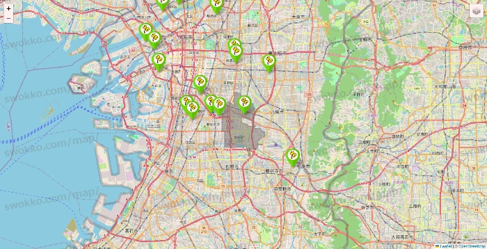 大阪府のケア21の施設地図