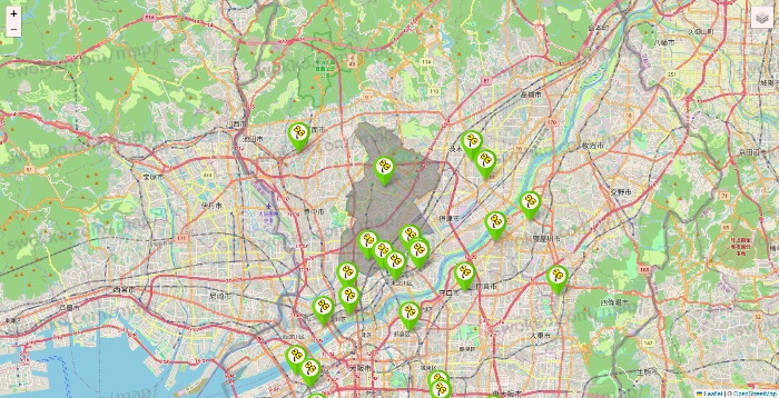 大阪府のケア21の施設地図