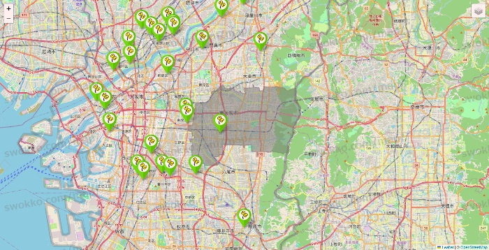 大阪府のケア21の施設地図