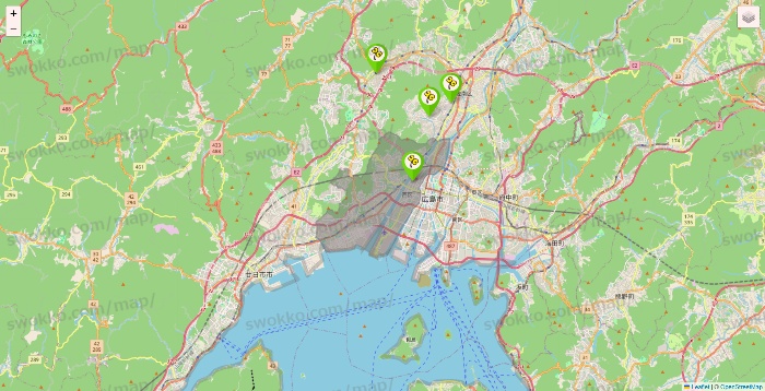 広島県のケア21の施設地図