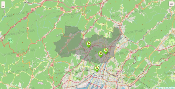 広島県のケア21の施設地図