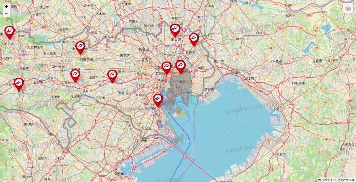 東京都の釣具のキャスティングの店舗地図