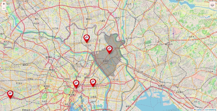 東京都の釣具のキャスティングの店舗地図