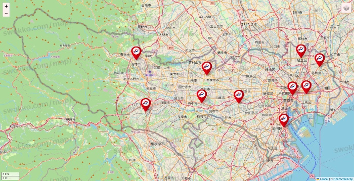 東京都の釣具のキャスティングの店舗地図