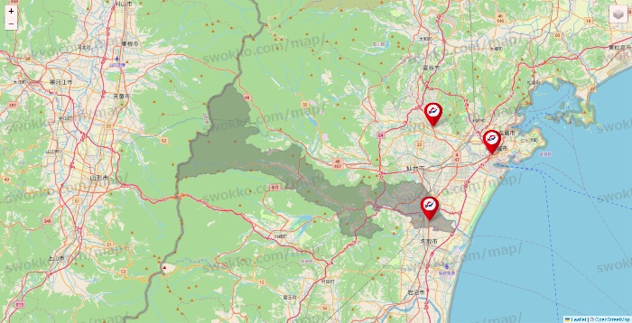 宮城県の釣具のキャスティングの店舗地図