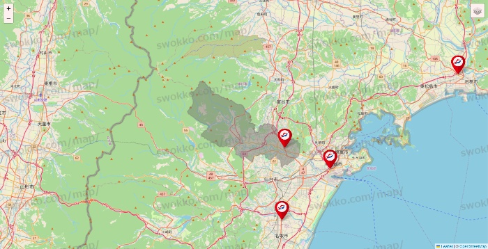 宮城県の釣具のキャスティングの店舗地図