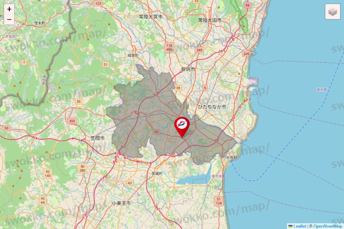 茨城県の釣具のキャスティングの店舗地図