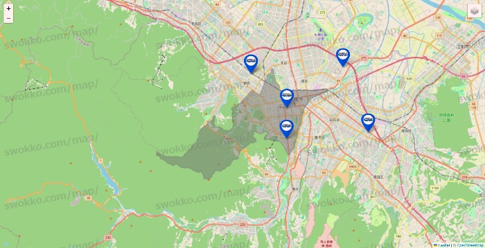 北海道のセントラルスポーツの店舗地図