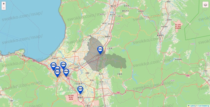 北海道のセントラルスポーツの店舗地図
