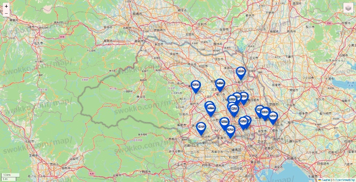 埼玉県のセントラルスポーツの店舗地図