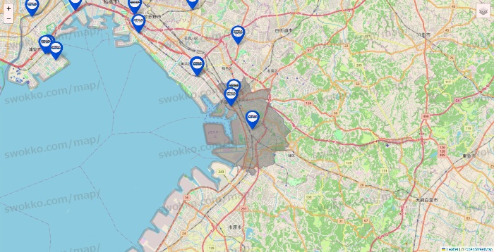 千葉県のセントラルスポーツの店舗地図
