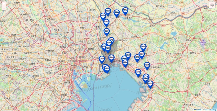 千葉県のセントラルスポーツの店舗地図
