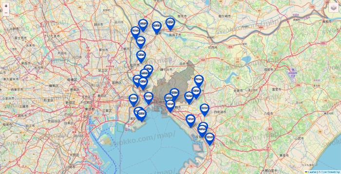 千葉県のセントラルスポーツの店舗地図