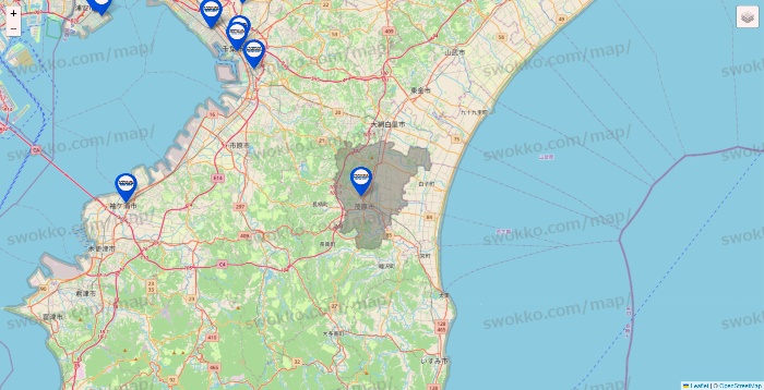 千葉県のセントラルスポーツの店舗地図