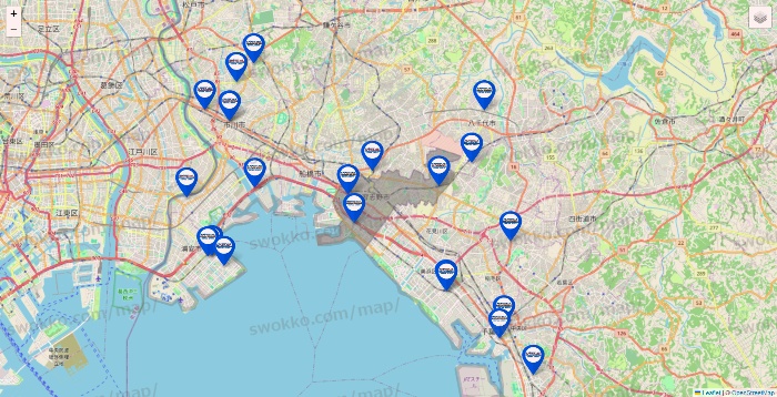千葉県のセントラルスポーツの店舗地図