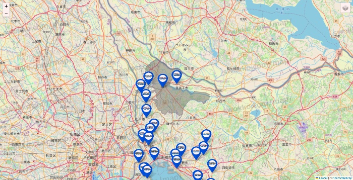 千葉県のセントラルスポーツの店舗地図