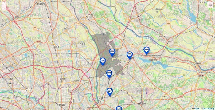 千葉県のセントラルスポーツの店舗地図