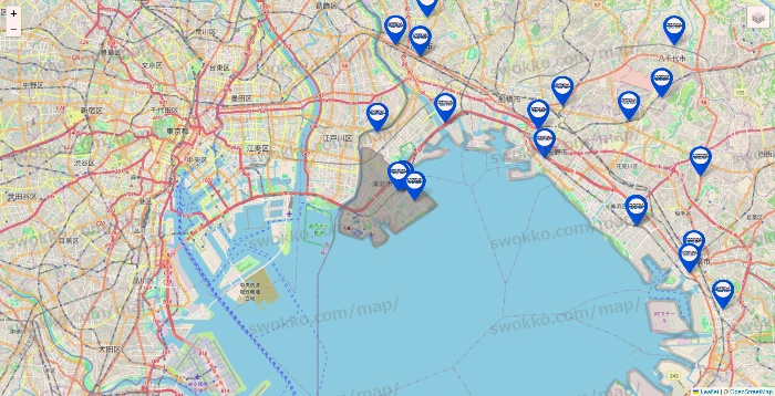 千葉県のセントラルスポーツの店舗地図