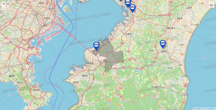 千葉県のセントラルスポーツの店舗地図