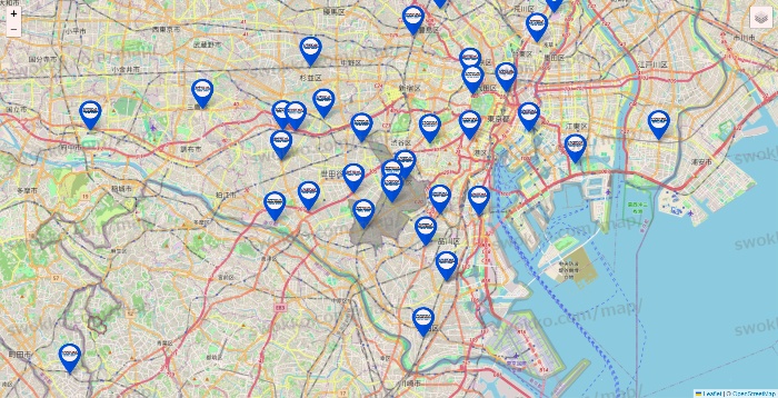 東京都のセントラルスポーツの店舗地図