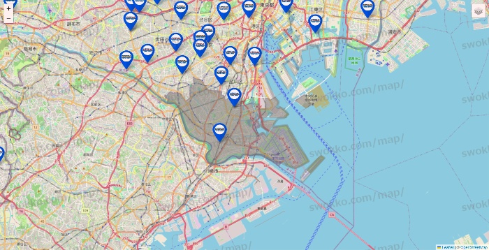 東京都のセントラルスポーツの店舗地図