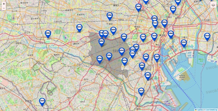 東京都のセントラルスポーツの店舗地図