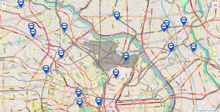 東京都のセントラルスポーツの店舗地図